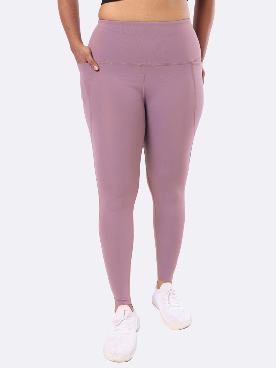 blissclub women pink solid ankle length training tights