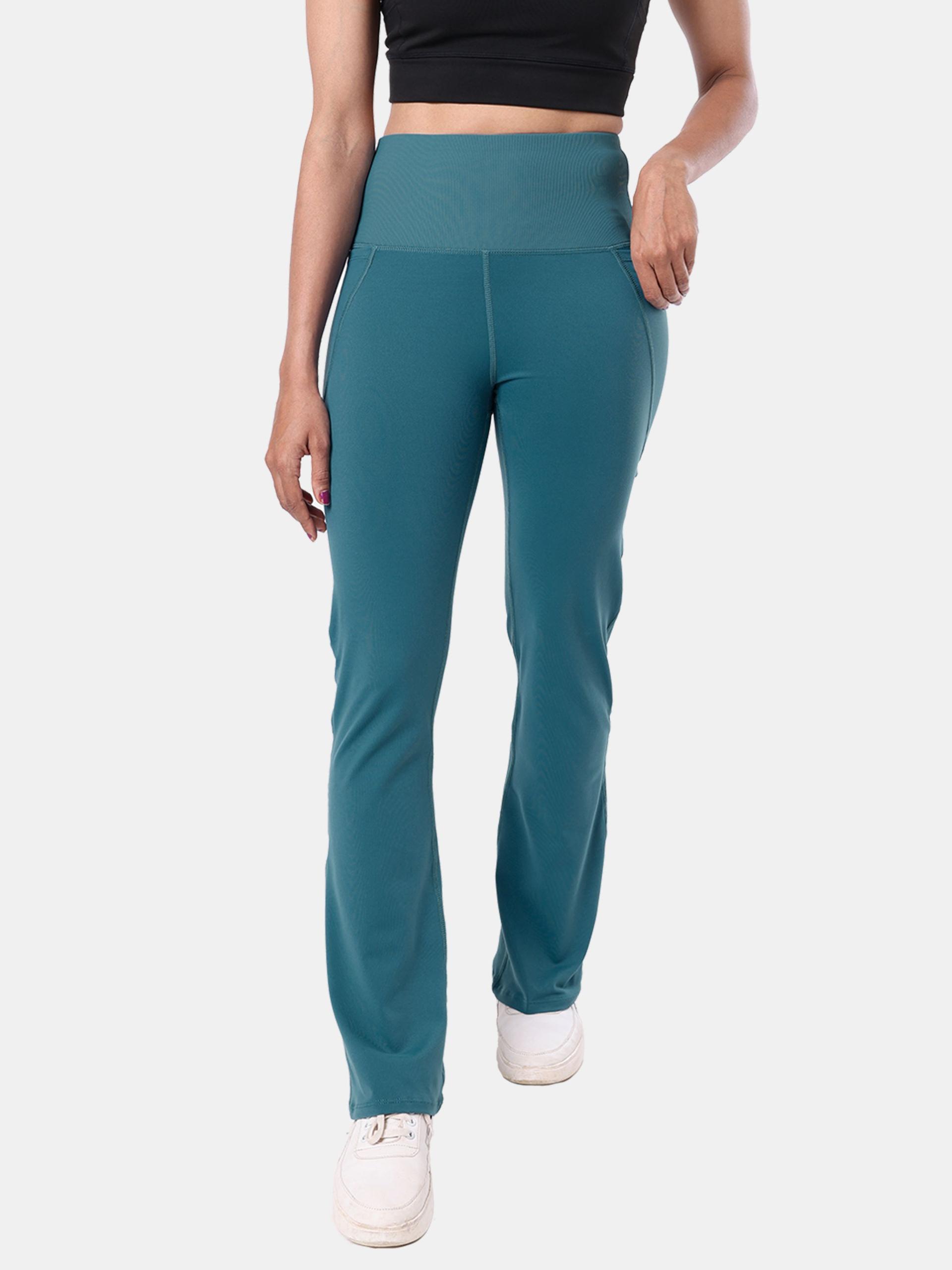 blissclub women teal high waist the ultimate flare pants- tall