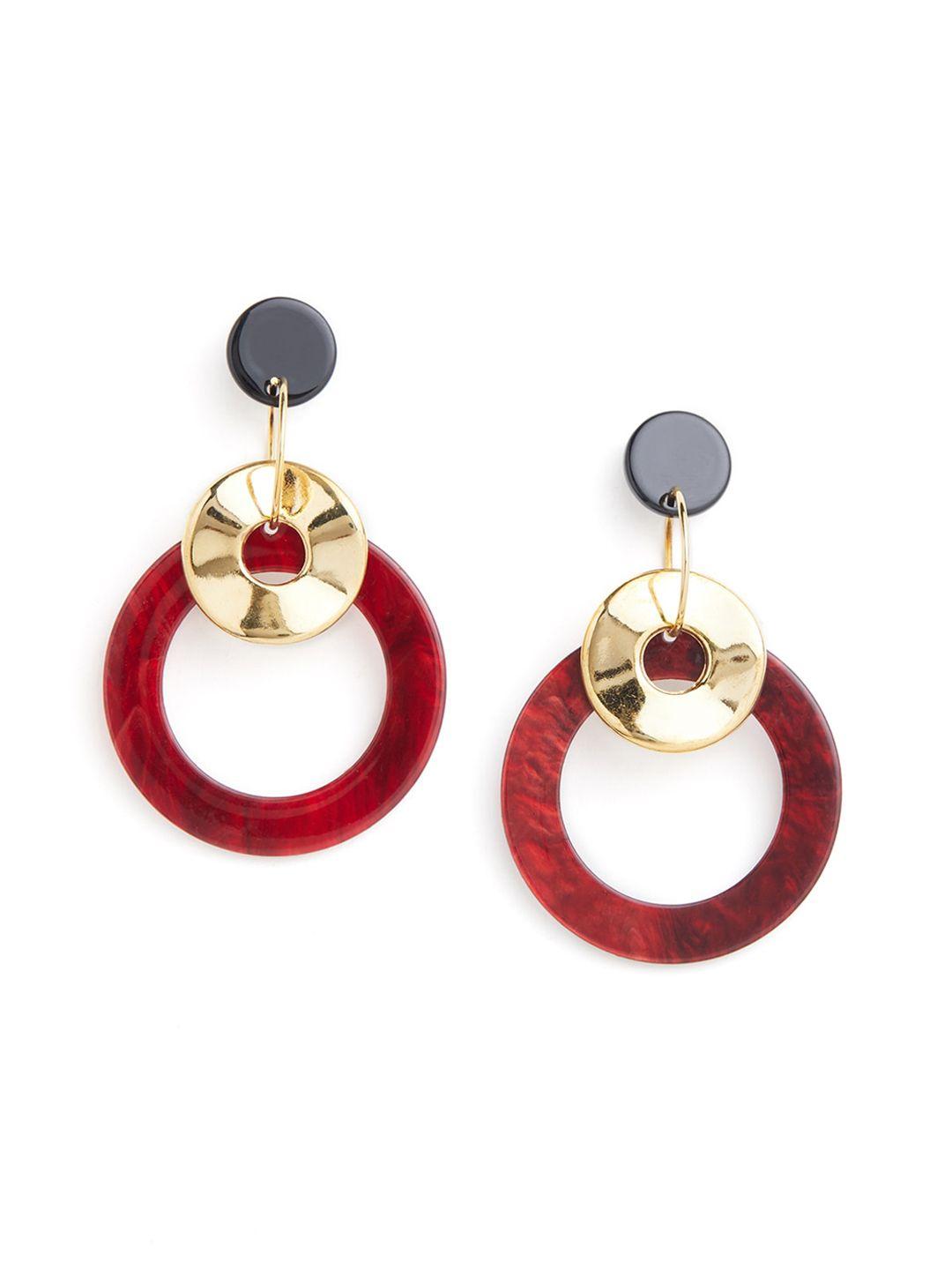 blisscovered blue & red circular drop earrings