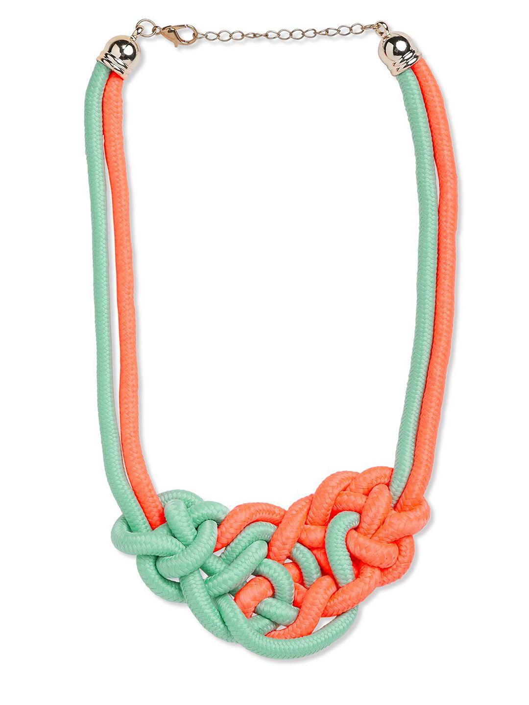 blisscovered green & orange jute necklace