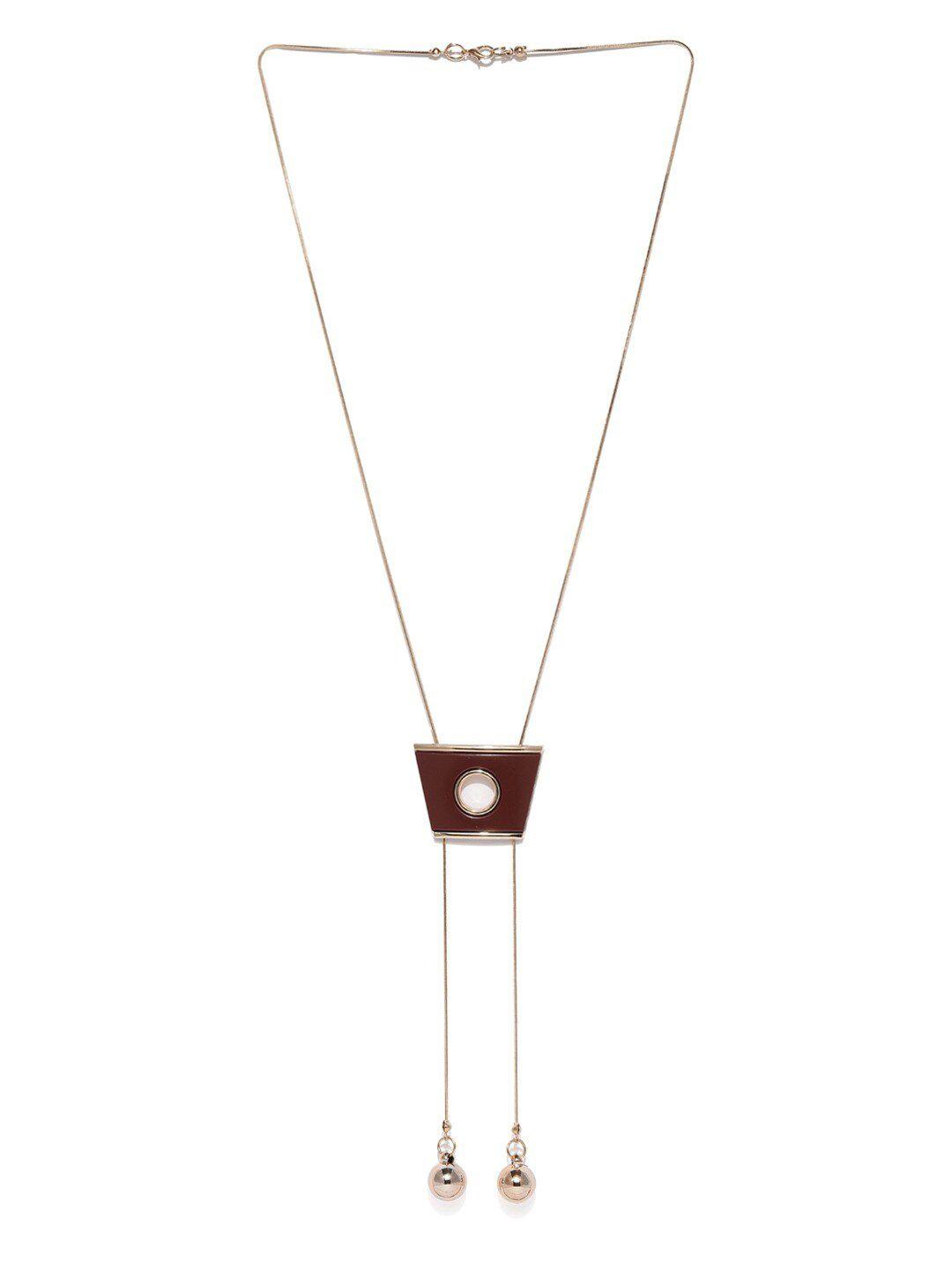 blisscovered silver-toned & brown minimal necklace