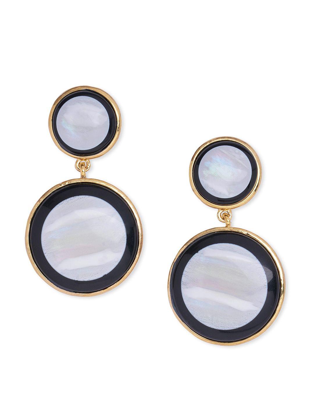 blisscovered white & black circular drop earrings