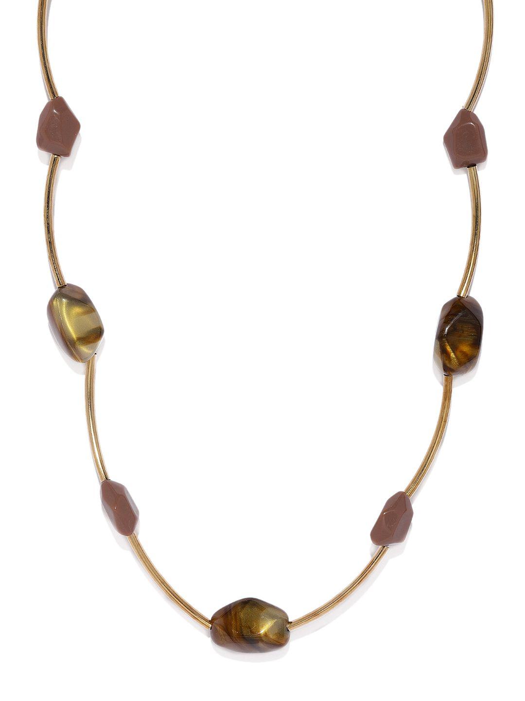 blisscovered women gold-toned & beige beaded necklace