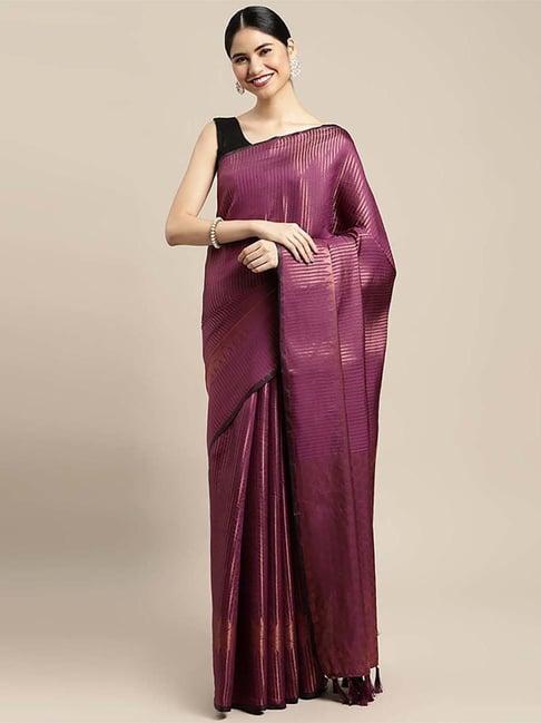 blissta purple silk woven saree with unstitched blouse