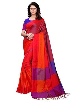 blissta woven cotton silk saree with running blouse