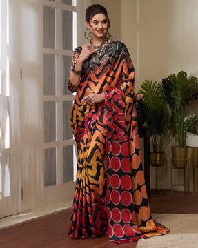 block print saree with blouse piece
