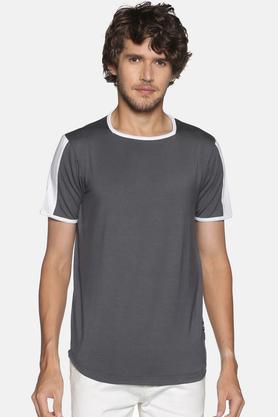 block cotton slim fit men's t-shirt - grey