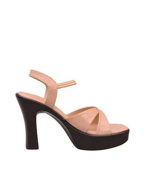 block heeled sandals with criss-cross straps