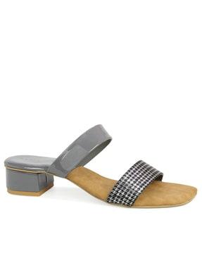 block heeled sandals with dual straps