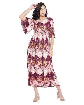 block print a-line dress