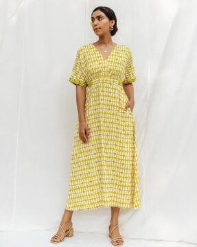 block print a-line dress