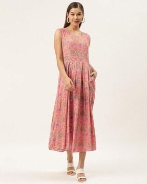 block print a-line dress