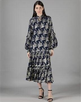 block print a-line dress