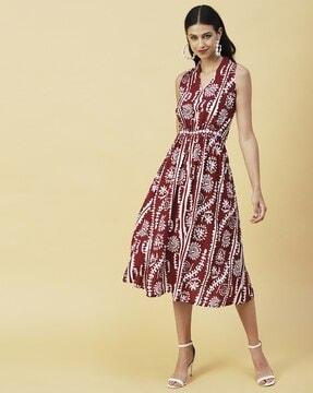 block print a-line dress