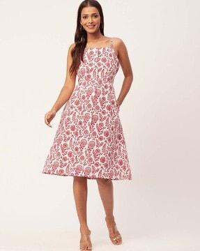 block print a-line dress