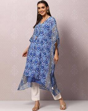 block print a-line kurta set