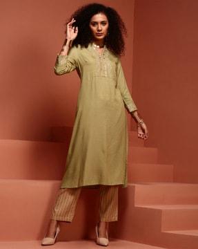 block print a-line kurta set