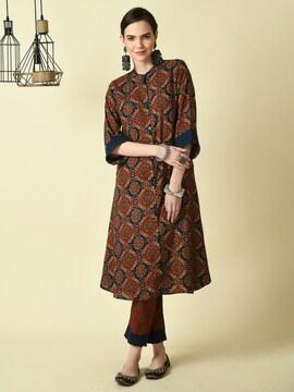 block print a-line kurta