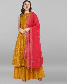 block print anarkali kurta set