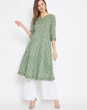 block print anarkali kurta