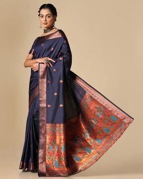 block-print art silk saree