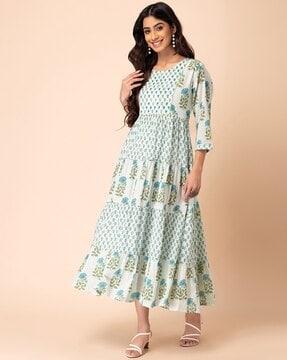 block print cotton anarkali kurta