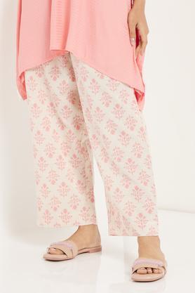 block print cotton pants for women - pink