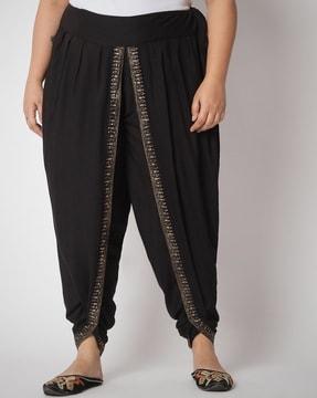 block print dhoti pants with drawstring waist