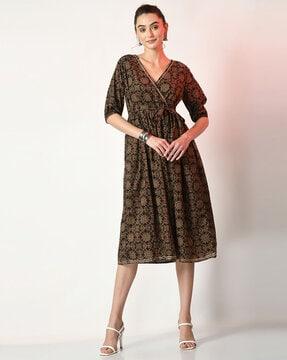 block print empire dress