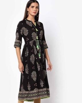 block print flared kurta