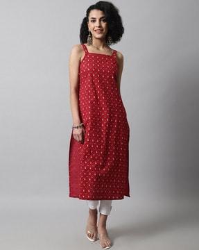 block print flared kurti