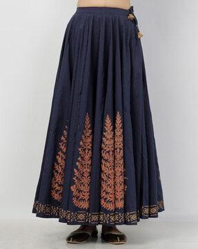 block print flared skirt