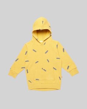 block print hoodie with kangaroo pockets 