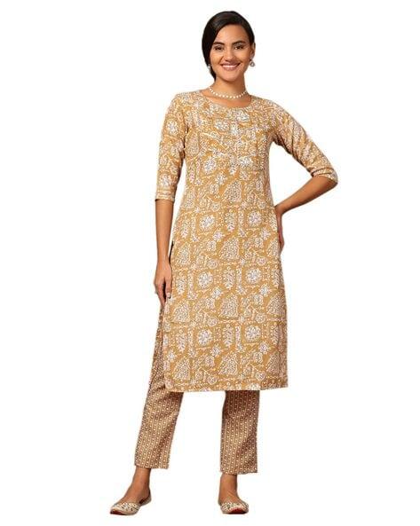 block print kurta set