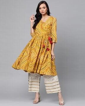 block print kurta suit set