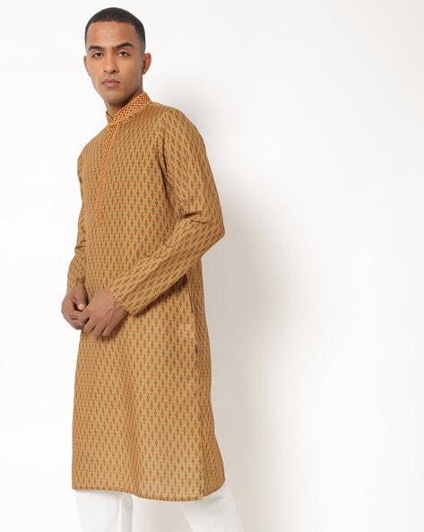 block print kurta with insert pocket