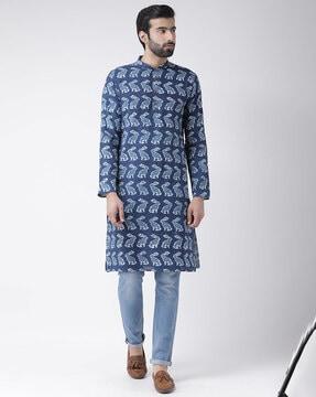 block print long kurta