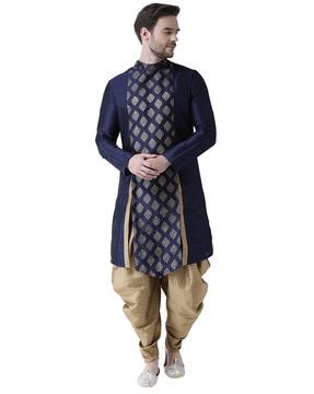 block print long sherwani kurta