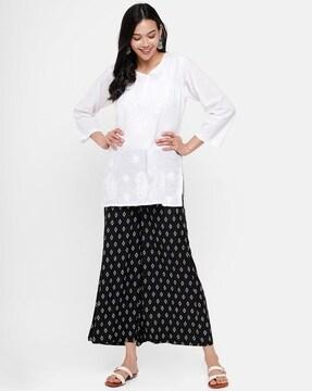 block print palazzos with elasticated waist