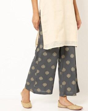 block print palazzos with elasticated waistband