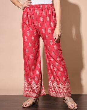 block print palazzos with elasticated waistband