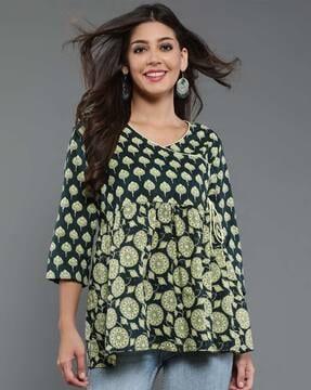 block print peplum angrakha top