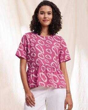 block-print peplum top