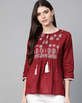 block print relaxed fit top