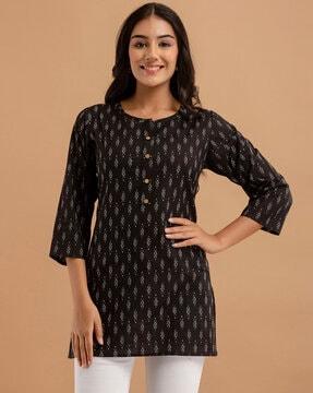 block print round-neck kurti