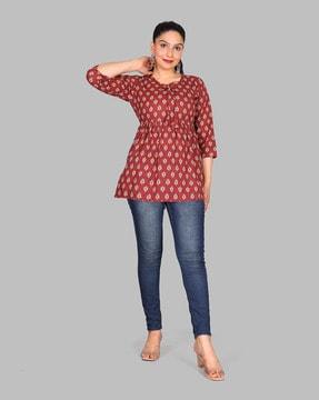 block print round-neck tunic