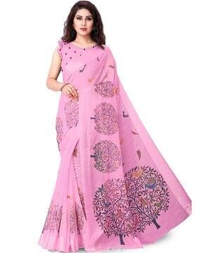 block print saree with blouse piece