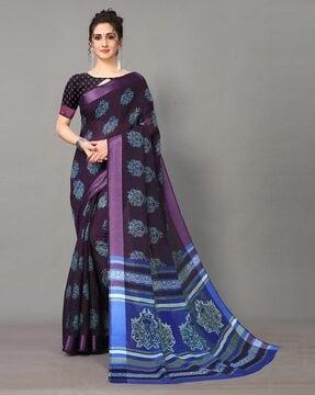 block print saree with blouse piece