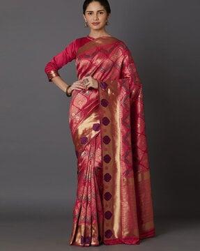 block print saree with zari border