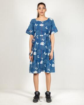 block print shift dress